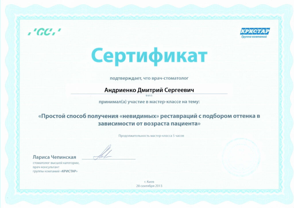 Андрієнко Дмитро Сергійович сертіфікати-15